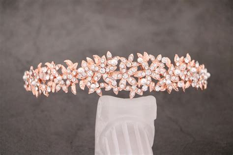 Coiffe de mariée Tiare de mariage en or rose pour les mariées Diadème