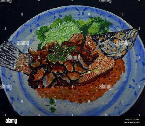 Food painting,Realistic ,oil painting, there are many countries Stock Photo - Alamy