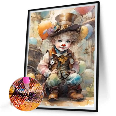 Full Square Diamond Painting Clowns Canvas 30 40cm