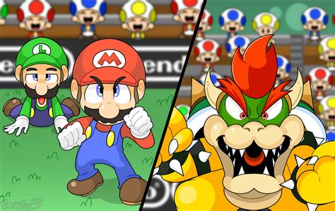 Smbz Mario And Bowser Faceoff And Luigi P By Flashfox24 On Deviantart