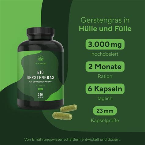 TRUE NATURE Bio Gerstengras Kapseln Deutscher Anbau 360 St Shop