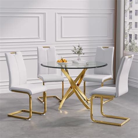 Amazon Gujiam Glass Dining Table Set For Piece Gold Kitchen