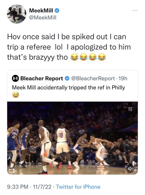 Meek Mill Accidentally Trips Referee During 76ers Game [WATCH ...