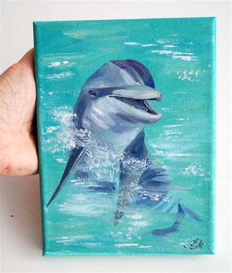 Dolphin Painting Oil Dolphin Ocean Original Art Animal Artwork | Etsy