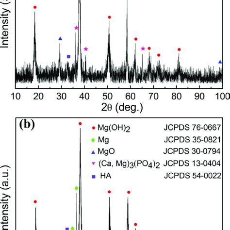 Xrd Patterns Of The Immersed A Az91d And B Mge15zne06zr Alloys