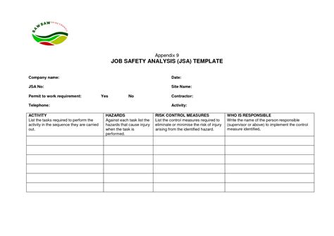 Job Safety Analysis Examples Pdf Word Pages Examples