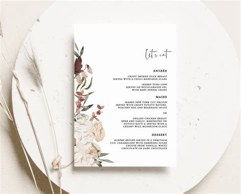 Rustic Wedding Menu Template Online – TimberWink Studio AU