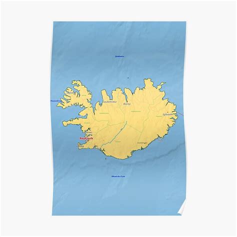 "Iceland map with cities roads rivers lakes" Poster for Sale by world ...