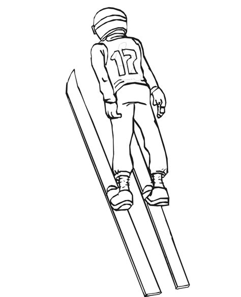 Skiing Coloring Page A Competitive Ski Jumper AZ Coloring Pages