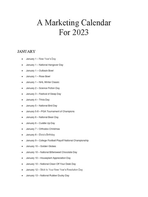 A Marketing Calendar 2023 | PDF