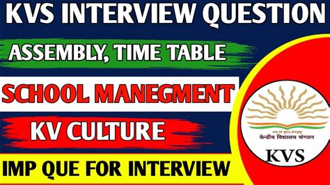 Kv Culture Imp Question Kvs Prt Interview Questions Youtube