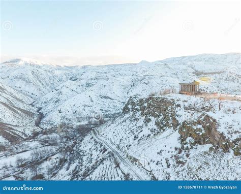 Beautiful Garni Temple in Armenia, in Winter. Stock Image - Image of ...