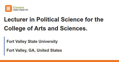 Lecturer In Political Science For The College Of Arts And Sciences Job