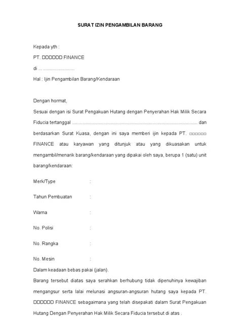 Detail Contoh Surat Penarikan Kendaraan Dari Leasing Koleksi Nomer 11