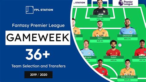 Fpl Gw36 Team Selection And Transfers Fpl Gameweek 36 Fantasy