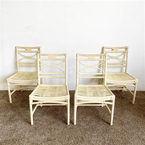 Boho Chic Cream Bamboo Rattan Dining Chairs Chairish