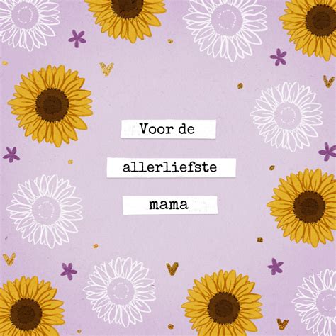 Vrolijke Lila Moederdag Kaart Met Zonnebloemen Kaartje Go