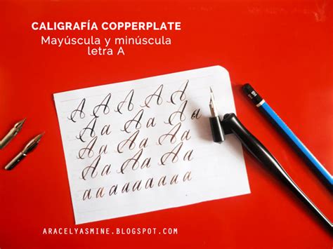 Caligrafía copperplate cómo escribir la letra A Aracelyasmine