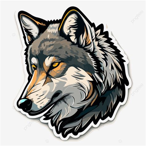 Wolf Head Sticker Vinyl Vector Clipart Sticker Design With Cartoon