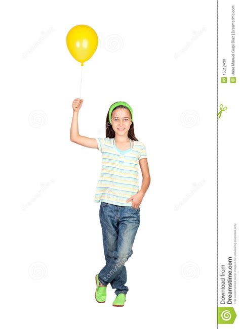 Petite Fille Adorable Avec Le Ballon Jaune Photo Stock Image Du