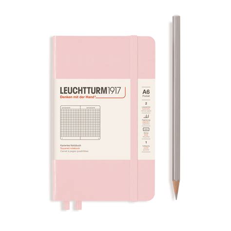 Notebook Pocket A6 Hardcover 187 Numbered Pages Powder Squared