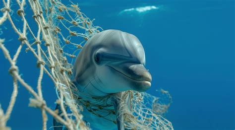 Premium Photo Dolphin Trapped In Fishing Net Reflects Human Impact On