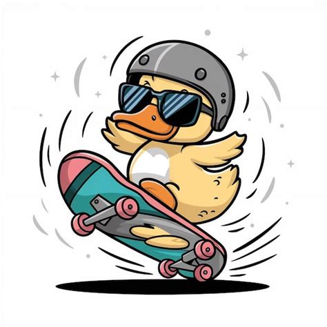 Premium Photo A Duck With Sunglasses On His Head Is Riding A Skateboard