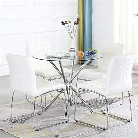 Round Glass Dining Table Set For 4 Modern Kitchen India Ubuy