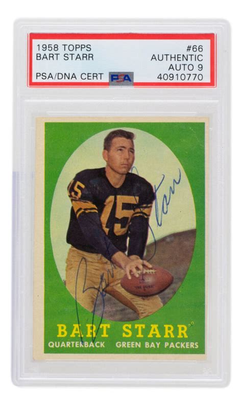 Bart Starr S Autographed 1958 Topps Green Bay Packers Football Card