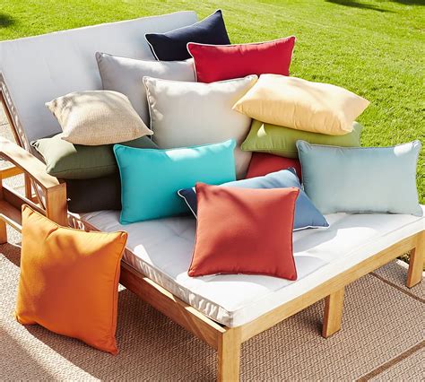 Sunbrella Contrast Piped Solid Indoor Outdoor Pillows Pottery Barn