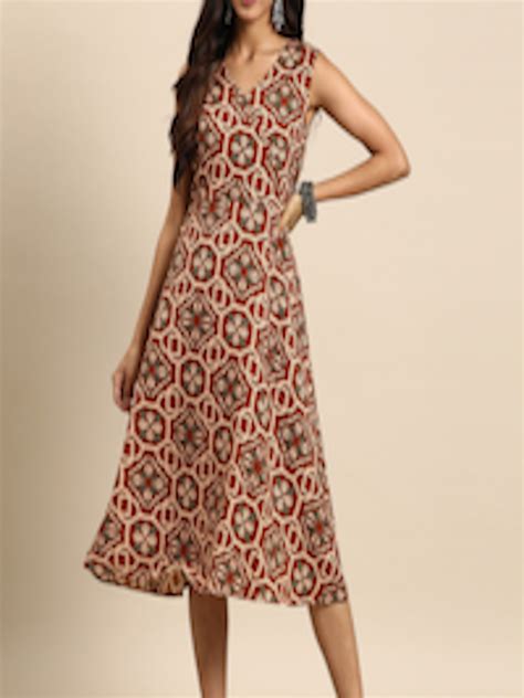 Buy Sangria Ethnic Motifs Printed A Line Midi Dress Ethnic Dresses