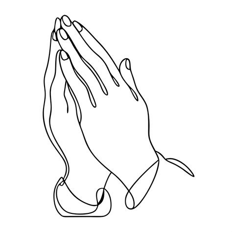 Desenhos De Mãos Fechadas - Desenho contínuo de uma única linha de mãos fechadas em oração como uma ...