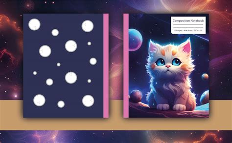 Cute Space Cat Composition Notebook Wide Ruled Cute And Kawaii Cat