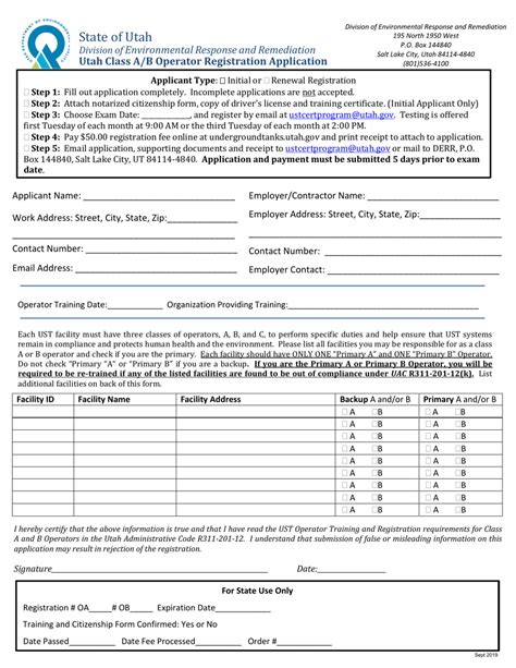 Utah Utah Class Ab Operator Registration Application Fill Out Sign Online And Download Pdf