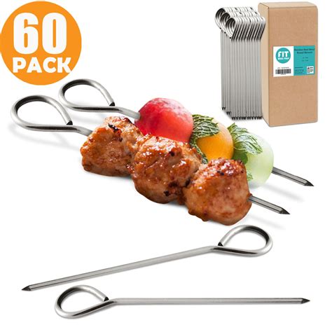 Pack Stainless Steel Metal Round Skewers Kabob Grilling