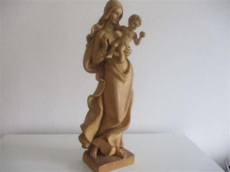 Houten Beeld Madonna Met Kindje Jezus Cm Hout Catawiki