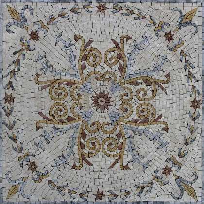 Square Ancient Mosaic Floor Tile | Mosaic Marble