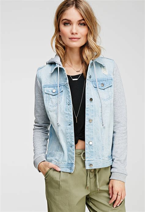 Forever Contemporary Life In Progress Hooded Denim Jacket