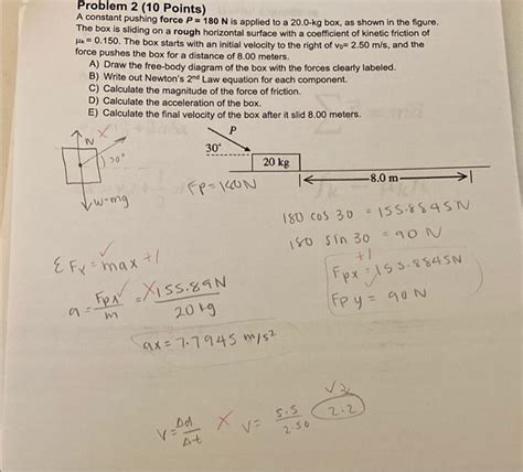 Solved Problem 2 (10 Points) A constant pushing force P = | Chegg.com