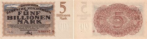 Weimarer Republik Banknote Deutsche Reichsbahn 5 Billionen Mark