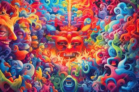 Premium AI Image | A colorful painting of a devil with a face and a ...