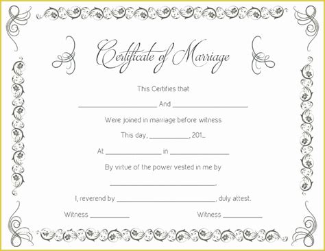 Free Marriage Certificate Template Microsoft Word Of Printable Marriage ...