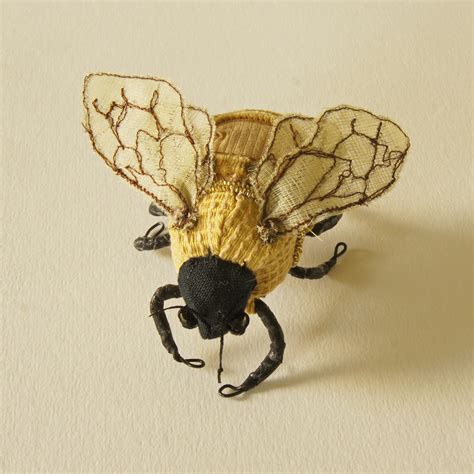 Golden Bumblebee Textile Soft Sculpture - Blue Terracotta