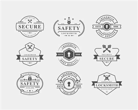 Set of Vintage Retro Badge Locksmith Labels Design Element for Safety security Logo Inspiration ...