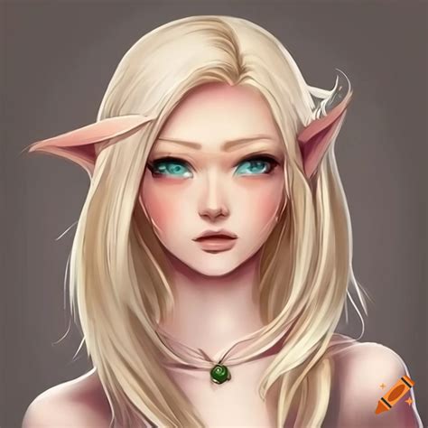 Art Of A Cute Elf Lady With Long Blonde Hair