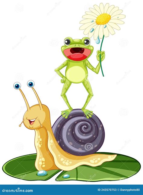 Isolated Snail and Frog Cartoon Character Stock Vector - Illustration ...