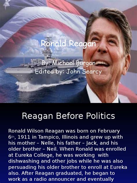 Ronald Reagan From Radio Announcer To President Pdf Ronald Reagan