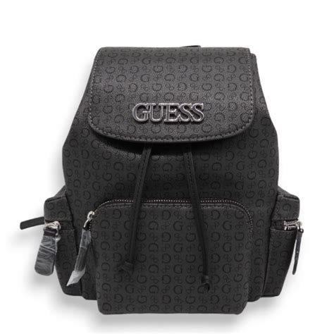 Mochila Guess Negra Peque A Estampado Monograma