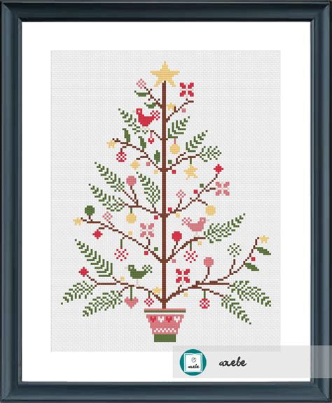 Christmas Tree Cross Stitch Patternmodern Pattern Pdf Diy Etsy