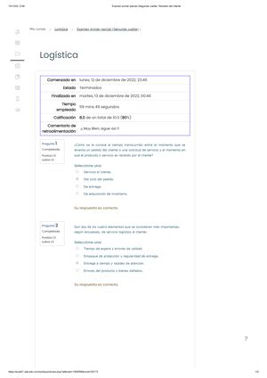 Modalidad de exámenes Semana 6 Revisión del intento Logística